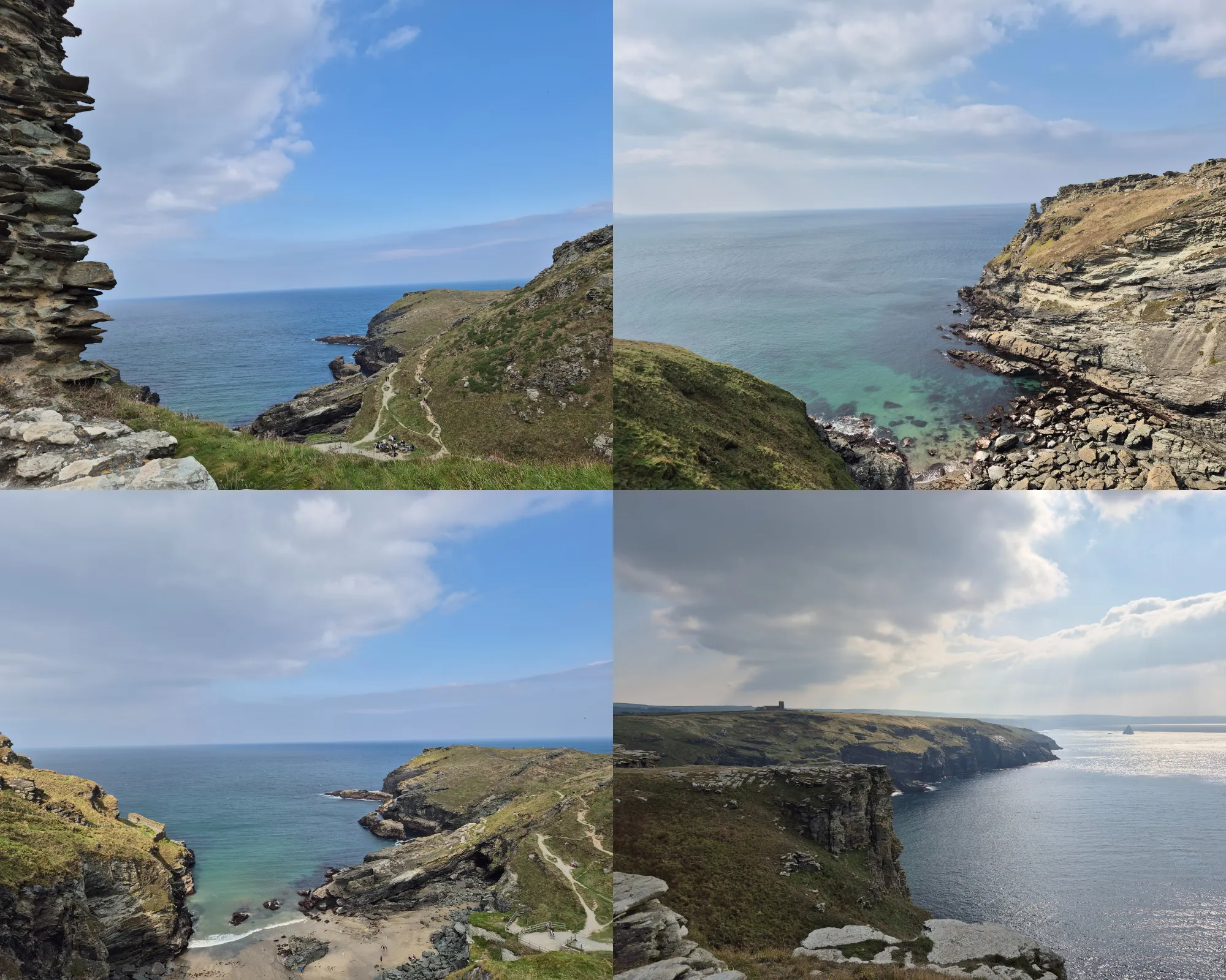 4 picture depicting the shoreline around Tintagel castle