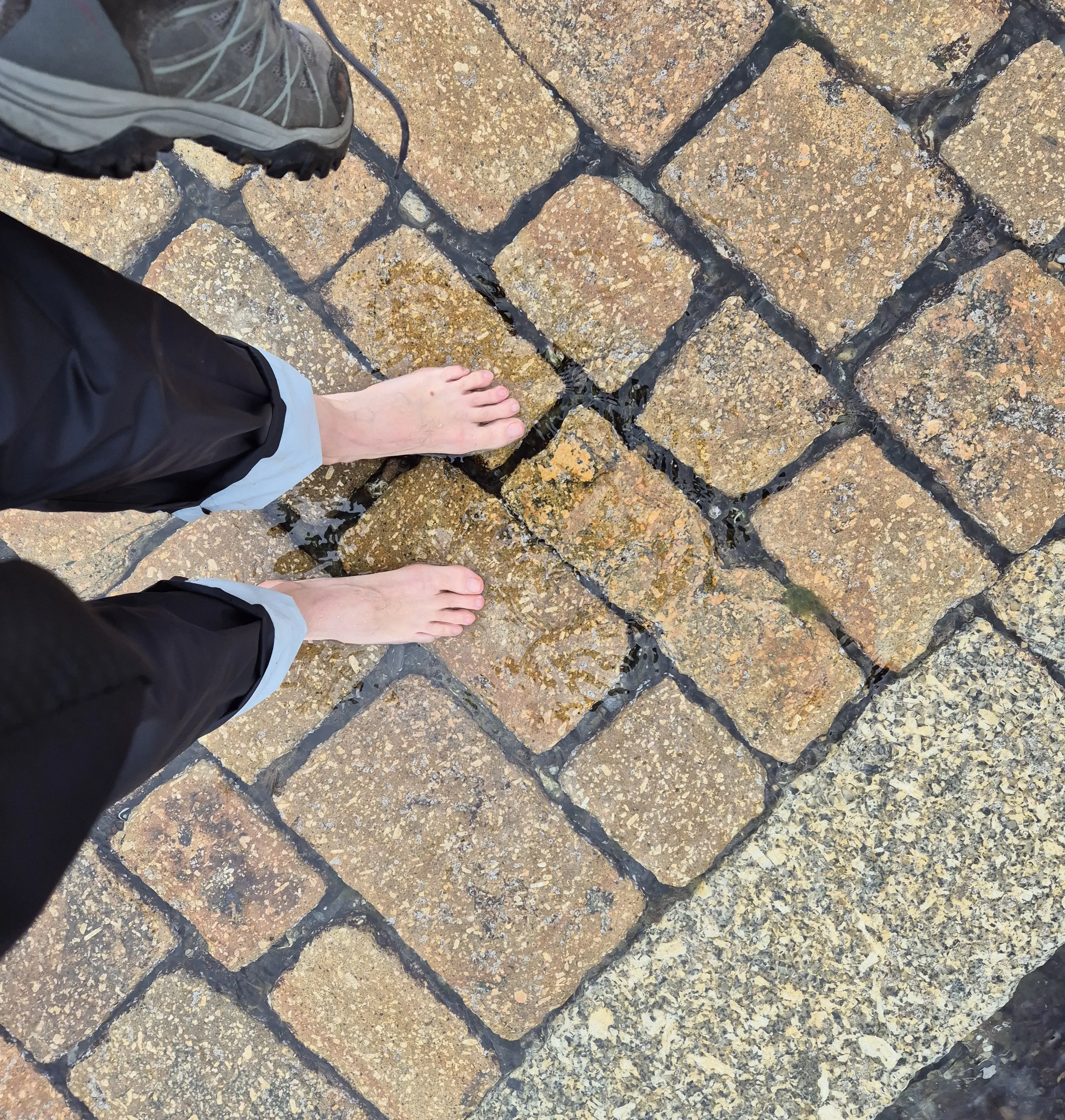 Feet on the wet St Michael’s Mount walkway